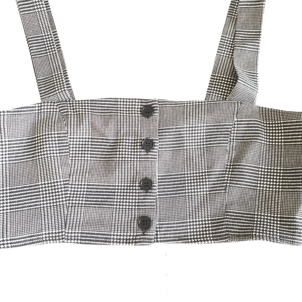 Reformation Houndstooth Button Front Cropped Tank - image 2